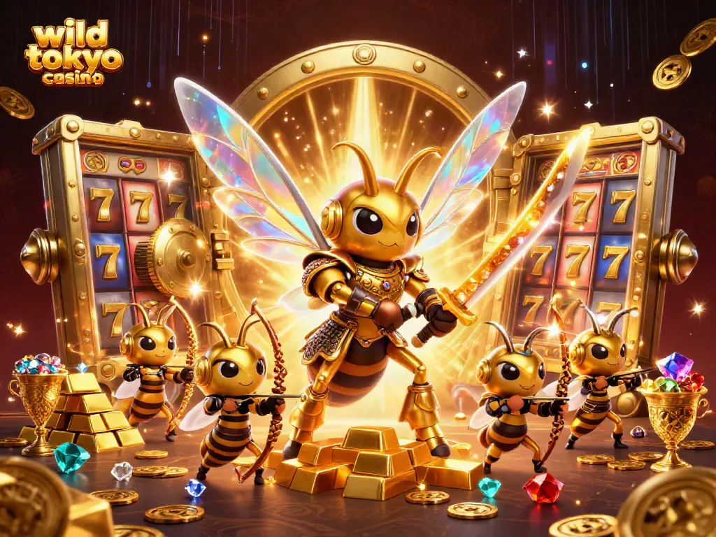 Engage with the buzz at wild tokyo casino featuring a giant golden hornet samurai and treasures.